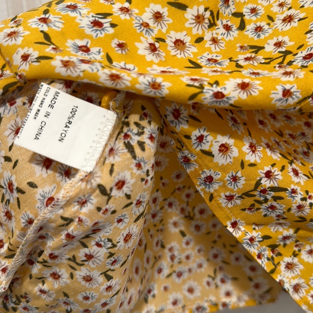 Princess polly summer yellow Floral Casia Mini Dress, Puff Sleeves dress US 0 - Picture 6 of 9